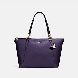 Coach Dark Purple Tote with Gold Accents